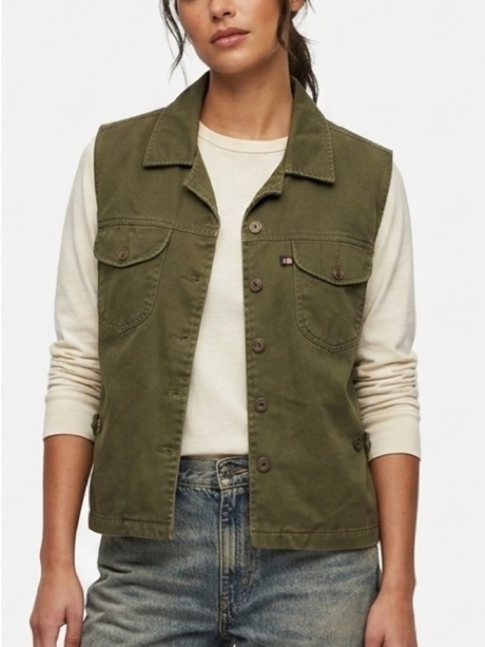 Polo Jean Co RL Olive Utility Cargo Vest Sz L Flannel Lined Vintage Gorpcore
